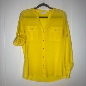 Calvin Klein Yellow Button-up Blouse